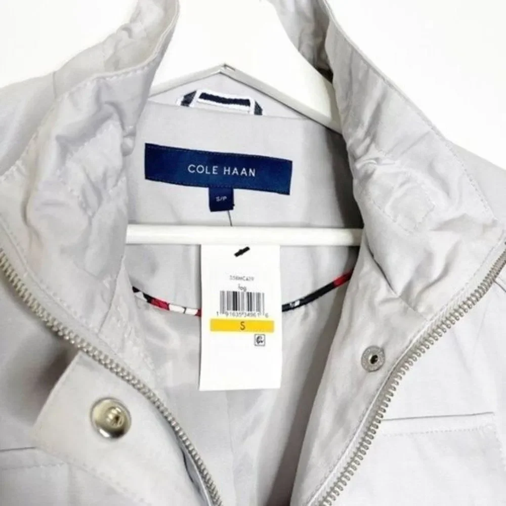 NWT Cole Haan Utility Anorak Jacket Fog Gray Drawstring Waist Small Coastal Chic